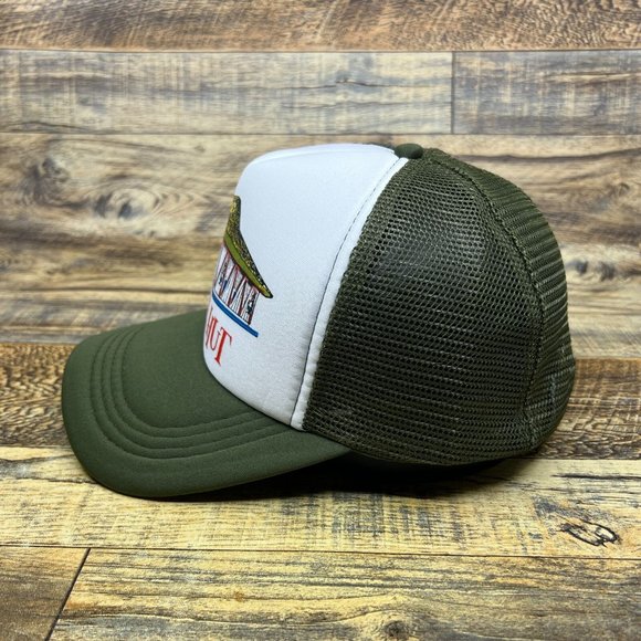 Pizza Hut Mens Trucker Hat Olive Green Snapback Vintage Logo Retro Baseball Cap - Picture 4 of 8